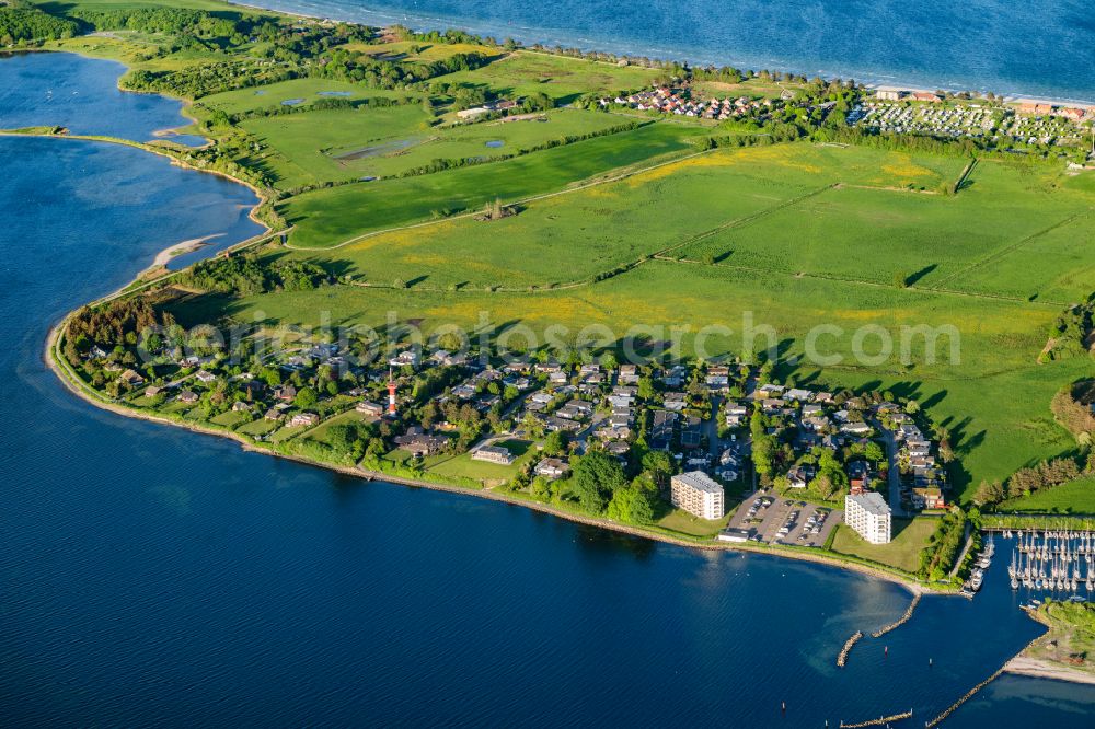 Glücksburg from above - Holiday home complex Sea View Apartment on the Holnis peninsula in the district of Schausende in Gluecksburg in the state Schleswig-Holstein, Germany