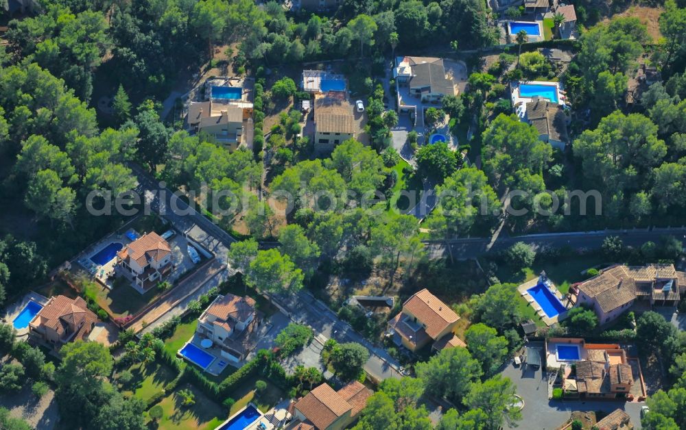 Aerial image Muro - Holiday house plant of the park in Muro in Balearic Islands, Spain