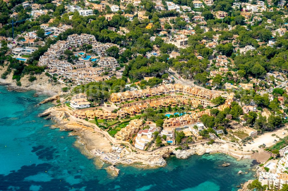 Aerial image Costa de la Calma - Holiday house plant of the park Valle Dorado on street Avinguda de la Mar in Costa de la Calma in Balearic island of Mallorca, Spain