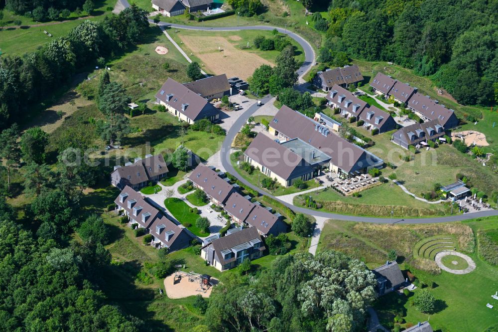 Ganzlin from the bird's eye view: Holiday house plant of the park Vila Vita on Dresenower Muehle in Ganzlin in the state Mecklenburg - Western Pomerania, Germany