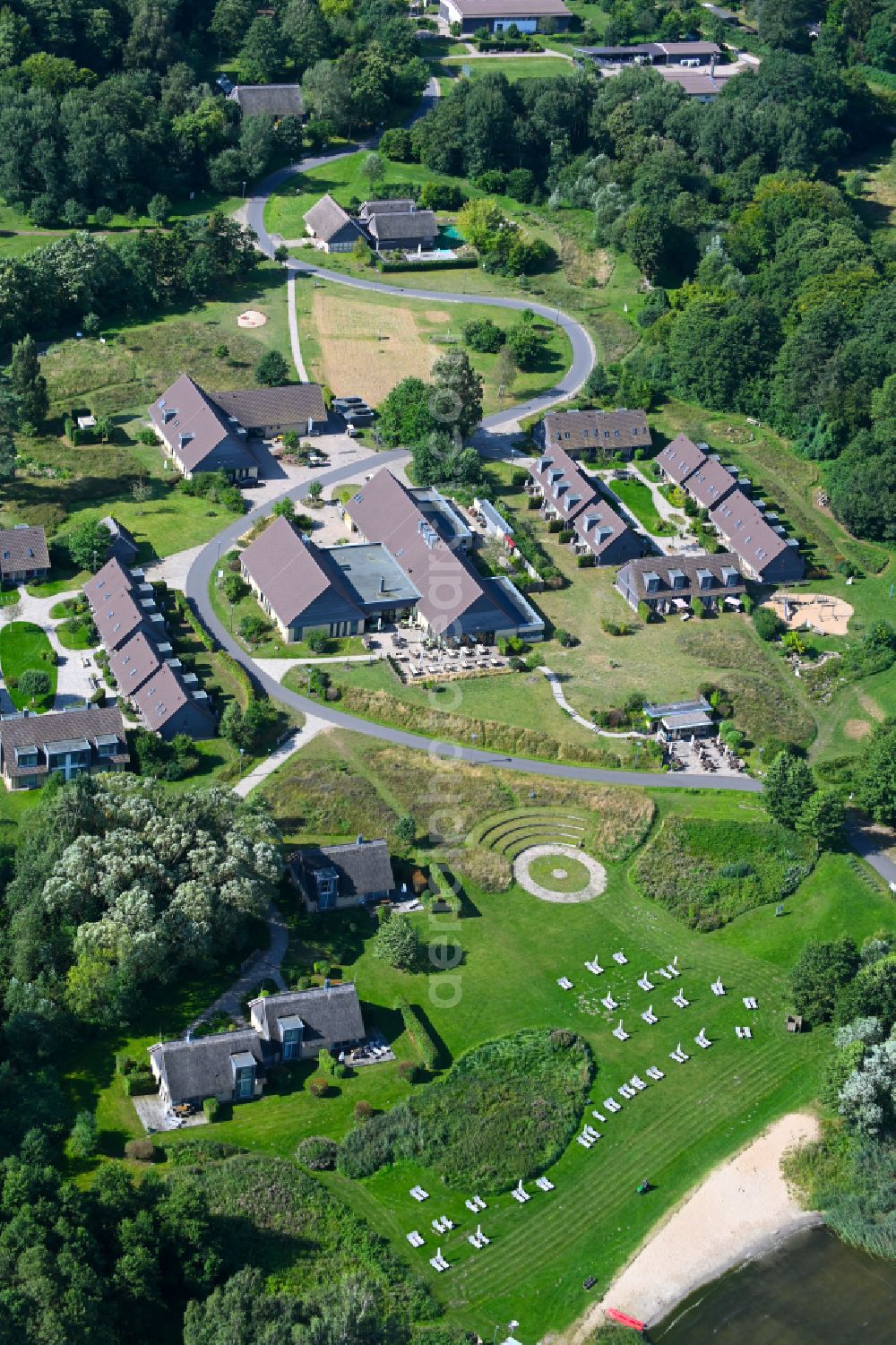 Aerial photograph Ganzlin - Holiday house plant of the park Vila Vita on Dresenower Muehle in Ganzlin in the state Mecklenburg - Western Pomerania, Germany