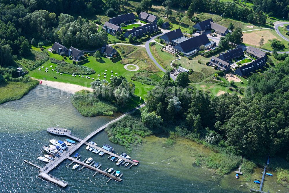 Ganzlin from above - Holiday house plant of the park Vila Vita on Dresenower Muehle in Ganzlin in the state Mecklenburg - Western Pomerania, Germany