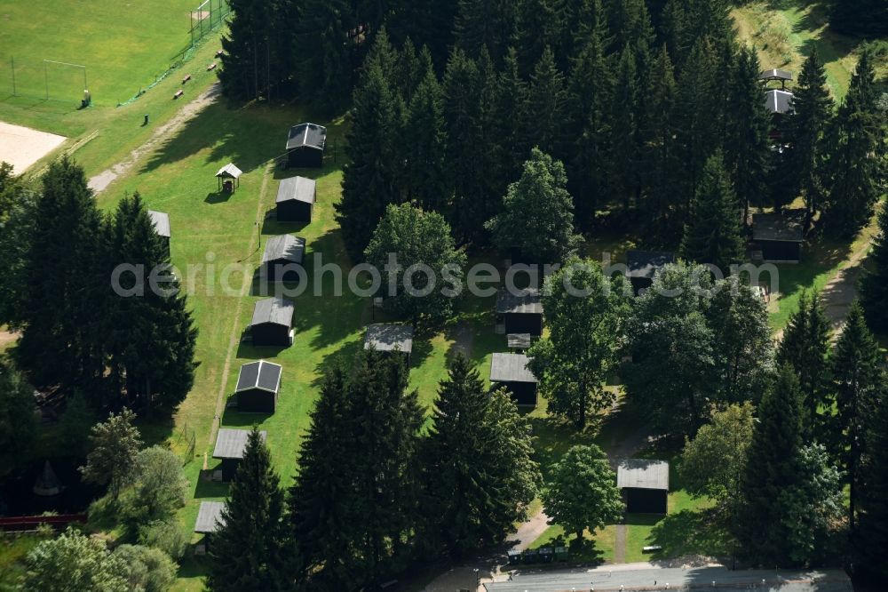 Auerbach/Vogtland from above - Holiday house plant of the park Waldpark Gruenheide in Auerbach/Vogtland in the state Saxony