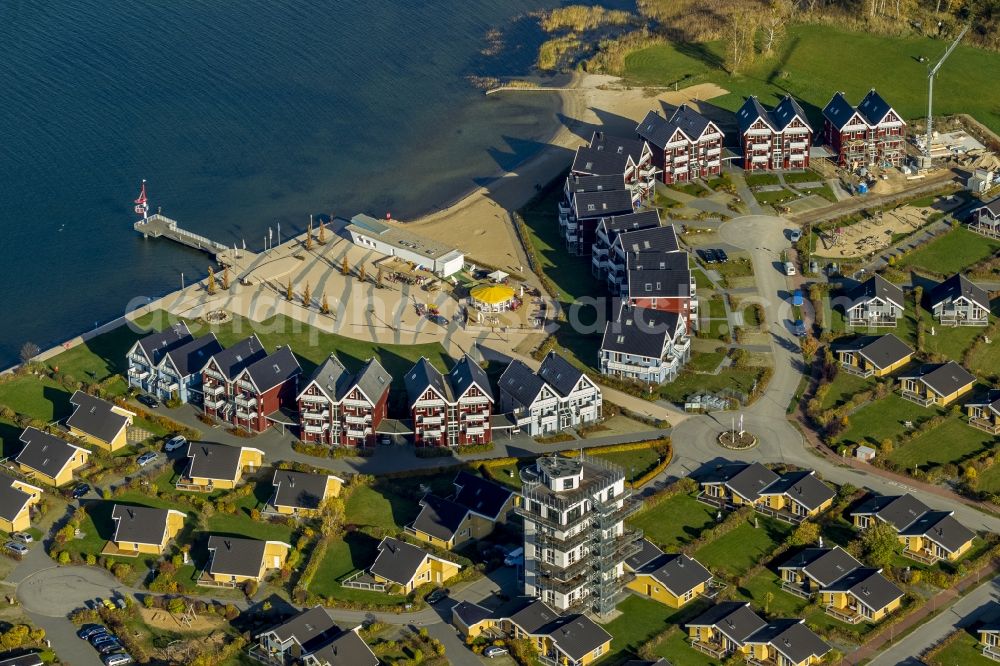 Rechlin from above - Holiday House Park on the harbor village located between the shore of Lake Müritz and the Claassee in Rechlin in Mecklenburg - Western Pomerania