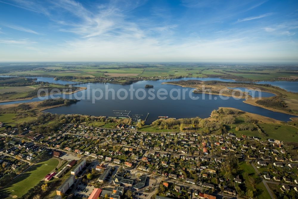 Rechlin from above - Holiday House Park on the harbor village located between the shore of Lake Müritz and the Claassee in Rechlin in Mecklenburg - Western Pomerania