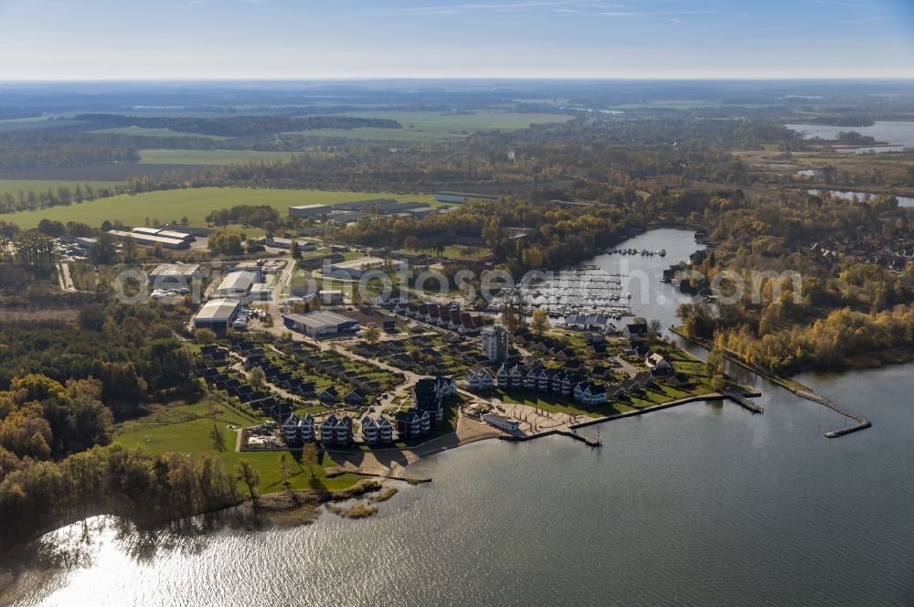 Aerial image Rechlin - Holiday House Park on the harbor village located between the shore of Lake Müritz and the Claassee in Rechlin in Mecklenburg - Western Pomerania