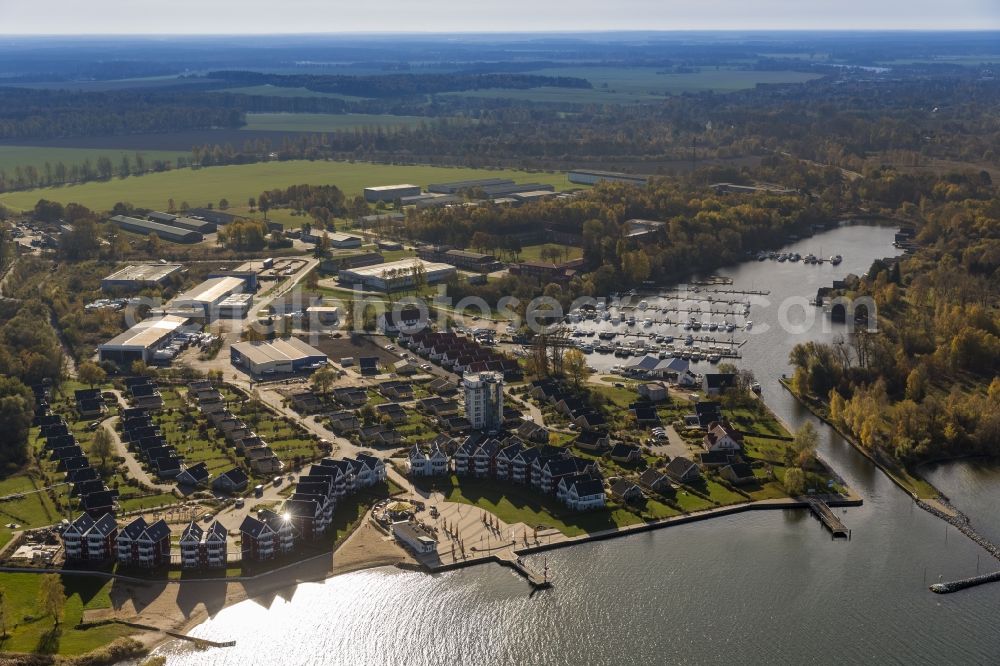 Rechlin from above - Holiday House Park on the harbor village located between the shore of Lake Müritz and the Claassee in Rechlin in Mecklenburg - Western Pomerania