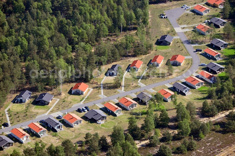 Krausnick from the bird's eye view: Holiday Homes in holiday village Tropical Island in Krausnick in the state of Brandenburg. Operator is the Danish company Novasol