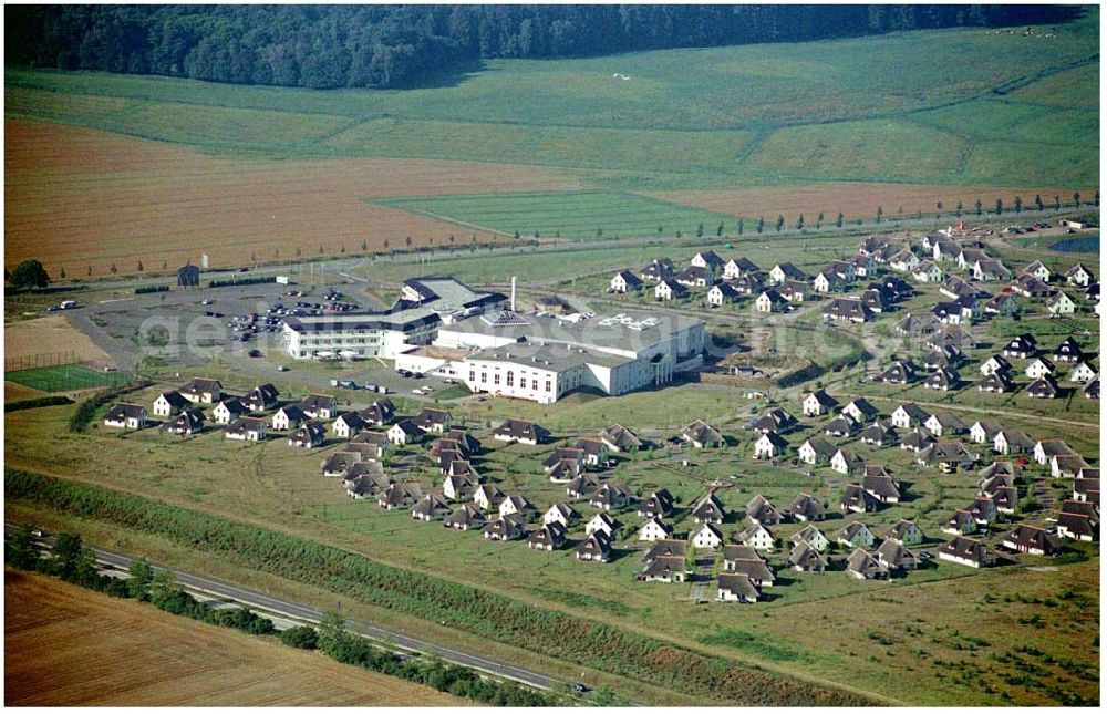 Linstow from the bird's eye view: 15.08.2004, Ferienpark Linstow an der A19 in Mecklenburg-Vorpommern Adresse: van der Valk Resort Linstow Krakower Chaussee 1, 18292 Linstow Telefon +49 (0)384 57 - 70, Telefax +49 (0)384 57 - 2 45 65