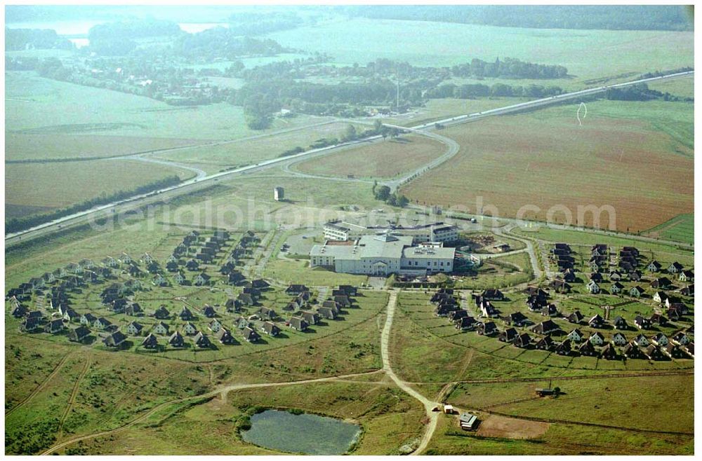 Linstow from above - 15.08.2004, Ferienpark Linstow an der A19 in Mecklenburg-Vorpommern Adresse: van der Valk Resort Linstow Krakower Chaussee 1, 18292 Linstow Telefon +49 (0)384 57 - 70, Telefax +49 (0)384 57 - 2 45 65