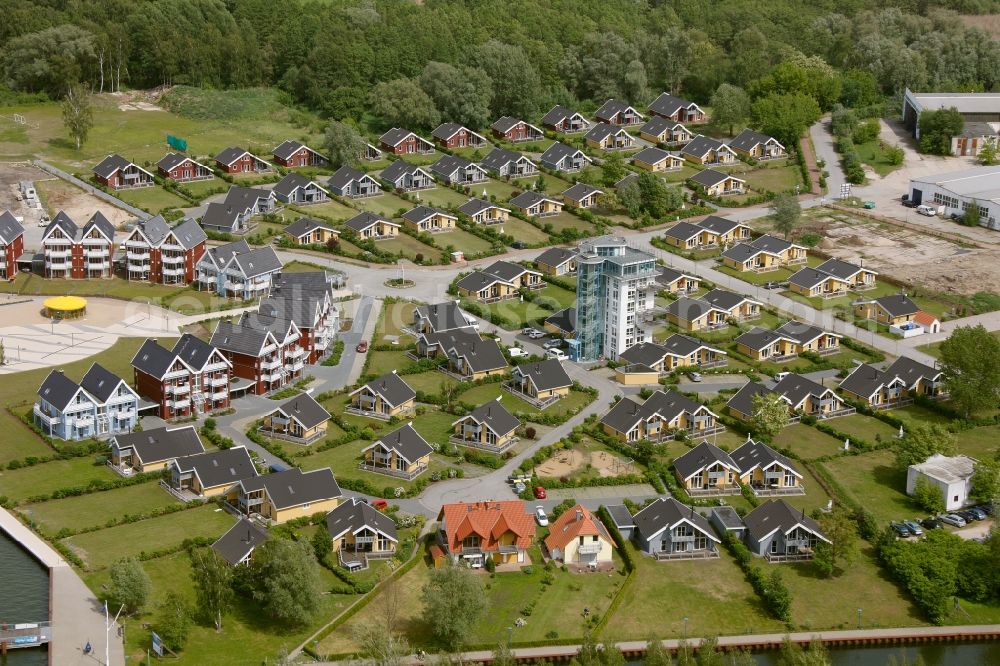 Rechlin from above - Ferienpark Mueritz with adjoining promenade in Rechlin in Mecklenburg-Vorpommern. The holiday park is operated by the company Allseasonparks