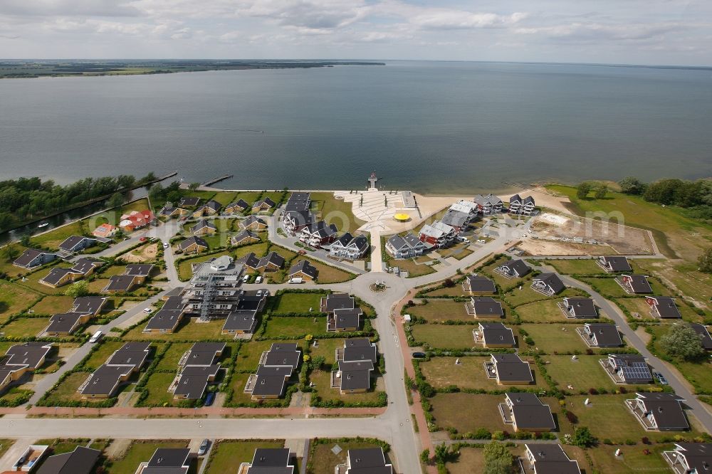 Rechlin from above - Ferienpark Mueritz with adjoining promenade in Rechlin in Mecklenburg-Vorpommern. The holiday park is operated by the company Allseasonparks