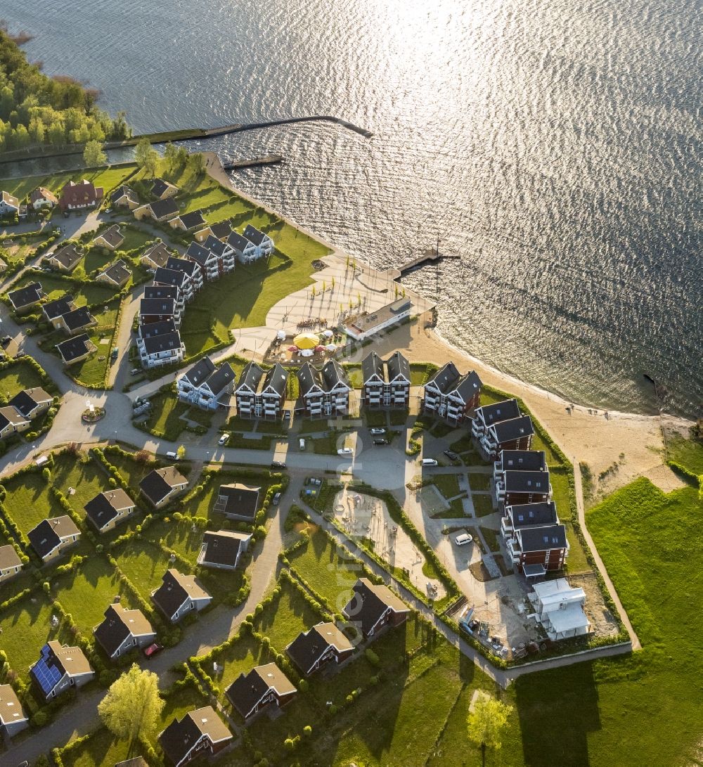 Rechlin from above - View on holiday park Mueritz in Rechlin Nord on Lake Mueritz. The water belongs to the Mecklenburg Lake District