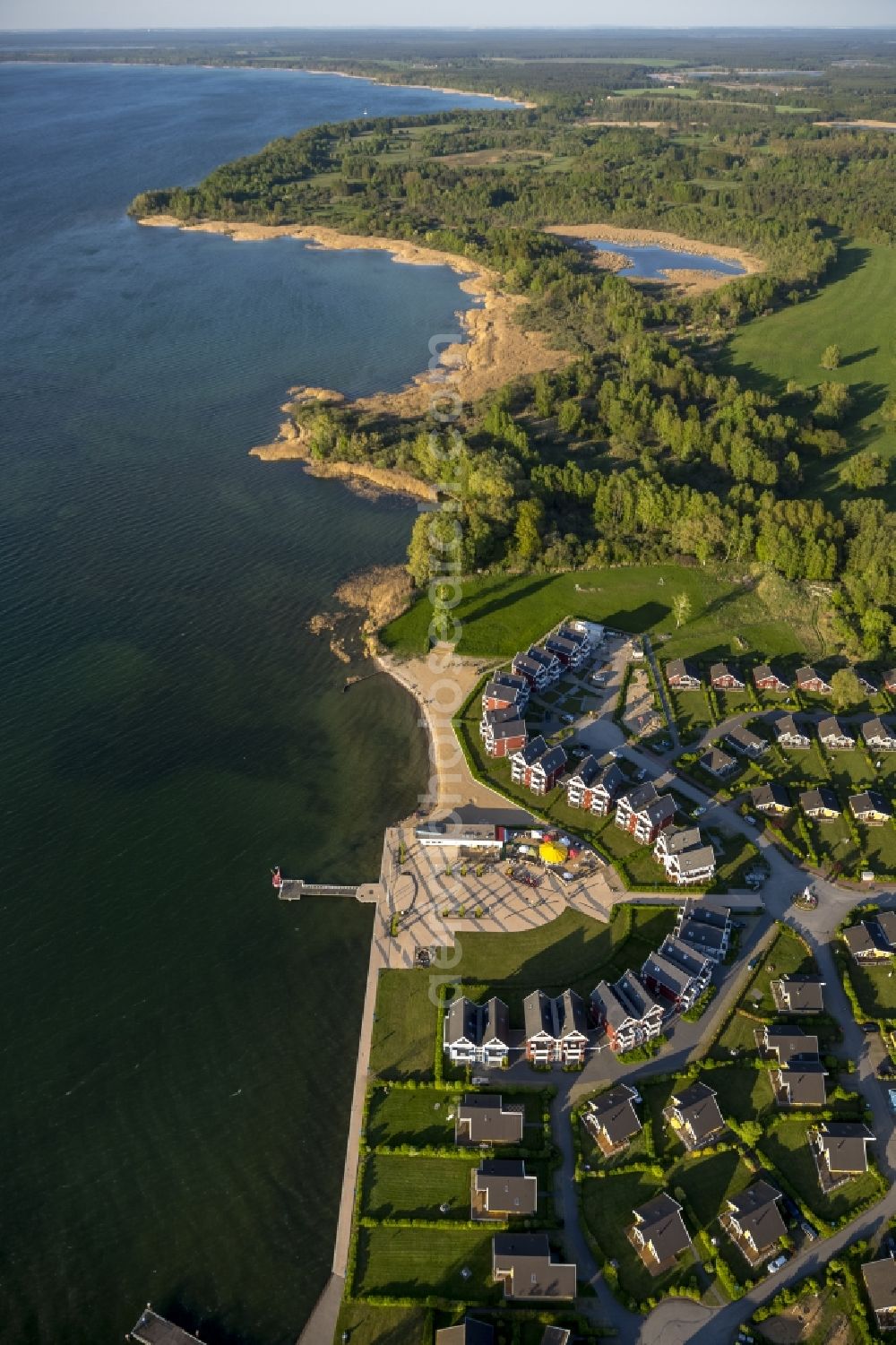 Aerial image Rechlin - View on holiday park Mueritz in Rechlin Nord on Lake Mueritz. The water belongs to the Mecklenburg Lake District