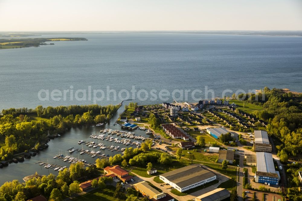 Aerial image Rechlin - View on holiday park Mueritz and harbor in Rechlin Nord on Lake Mueritz. The water belongs to the Mecklenburg Lake District