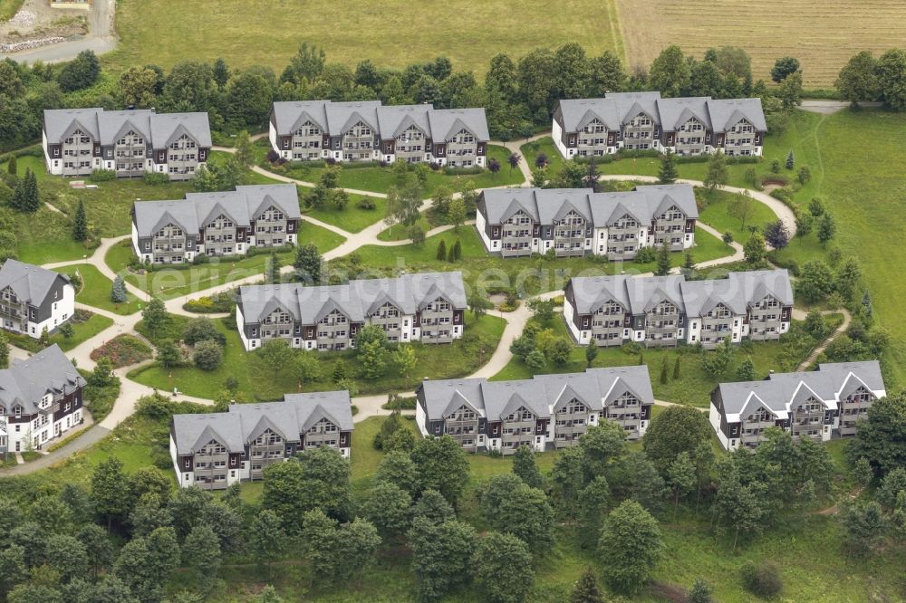 Aerial photograph Winterberg - View at a condo complex in Winterberg in the federal state North Rhine-Westphalia. Landlord is the Rothaar-Domizil condo rentals