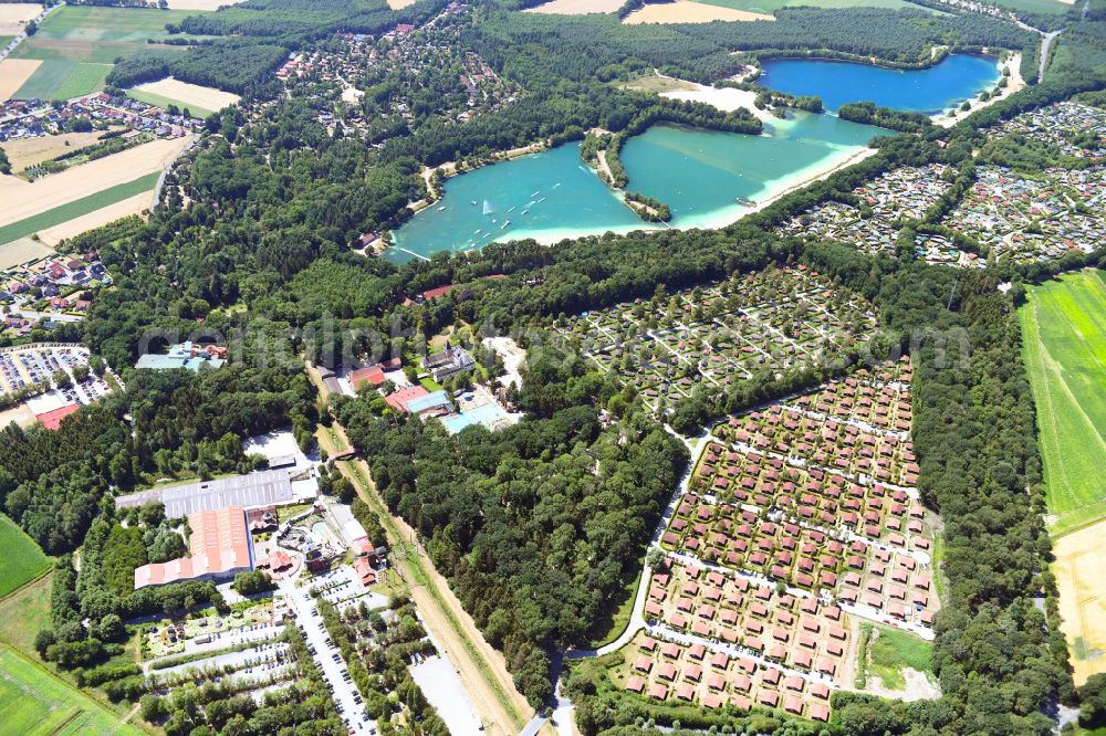 Aerial photograph Haren (Ems) - Holiday house plant of the park Ferienzentrum Schloss Dankern on Dankernsee in the district Dankern in Haren (Ems) in the state Lower Saxony, Germany