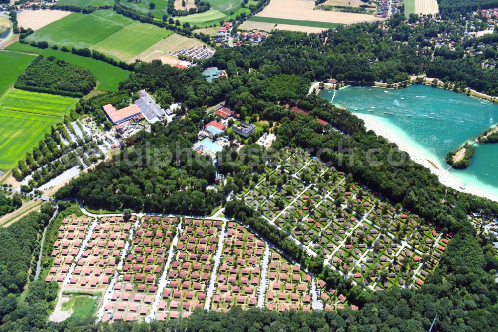 Haren (Ems) from the bird's eye view: Holiday house plant of the park Ferienzentrum Schloss Dankern on Dankernsee in the district Dankern in Haren (Ems) in the state Lower Saxony, Germany