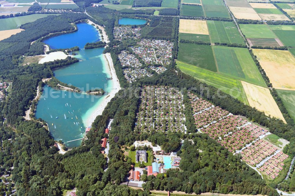 Haren (Ems) from above - Holiday house plant of the park Ferienzentrum Schloss Dankern on Dankernsee in the district Dankern in Haren (Ems) in the state Lower Saxony, Germany