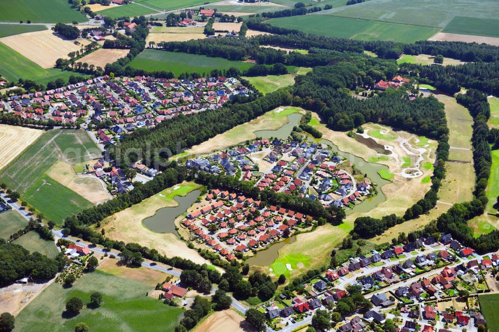 Aerial image Haren (Ems) - Holiday house plant of the park Ferienzentrum Schloss Dankern on Dankernsee in the district Dankern in Haren (Ems) in the state Lower Saxony, Germany