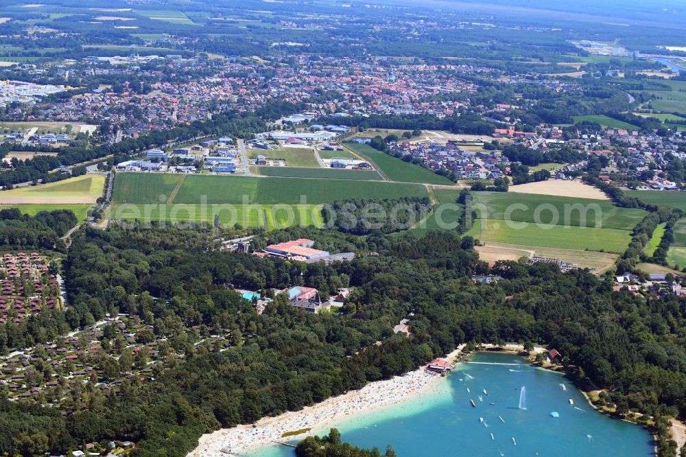 Aerial image Haren (Ems) - Holiday house plant of the park Ferienzentrum Schloss Dankern on Dankernsee in the district Dankern in Haren (Ems) in the state Lower Saxony, Germany