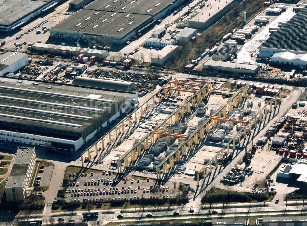 Berlin - Hohenschönhausen from above - Ferigteilbaustoffwerk in Berlin-Hohenschönhausen.