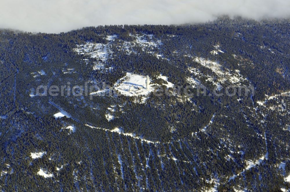 Bischofsgrün from above - Telecommunications tower Schneeberg in Bischofsgruen in Bavaria