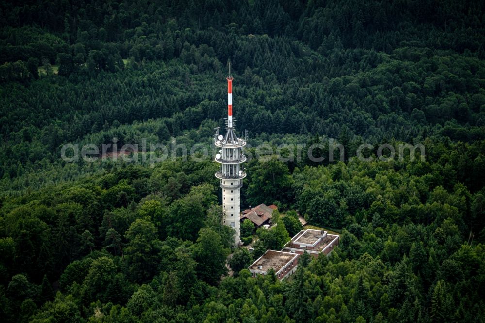 Baden-Baden from above - Television Tower Fremersberg in Baden-Baden in the state Baden-Wurttemberg, Germany