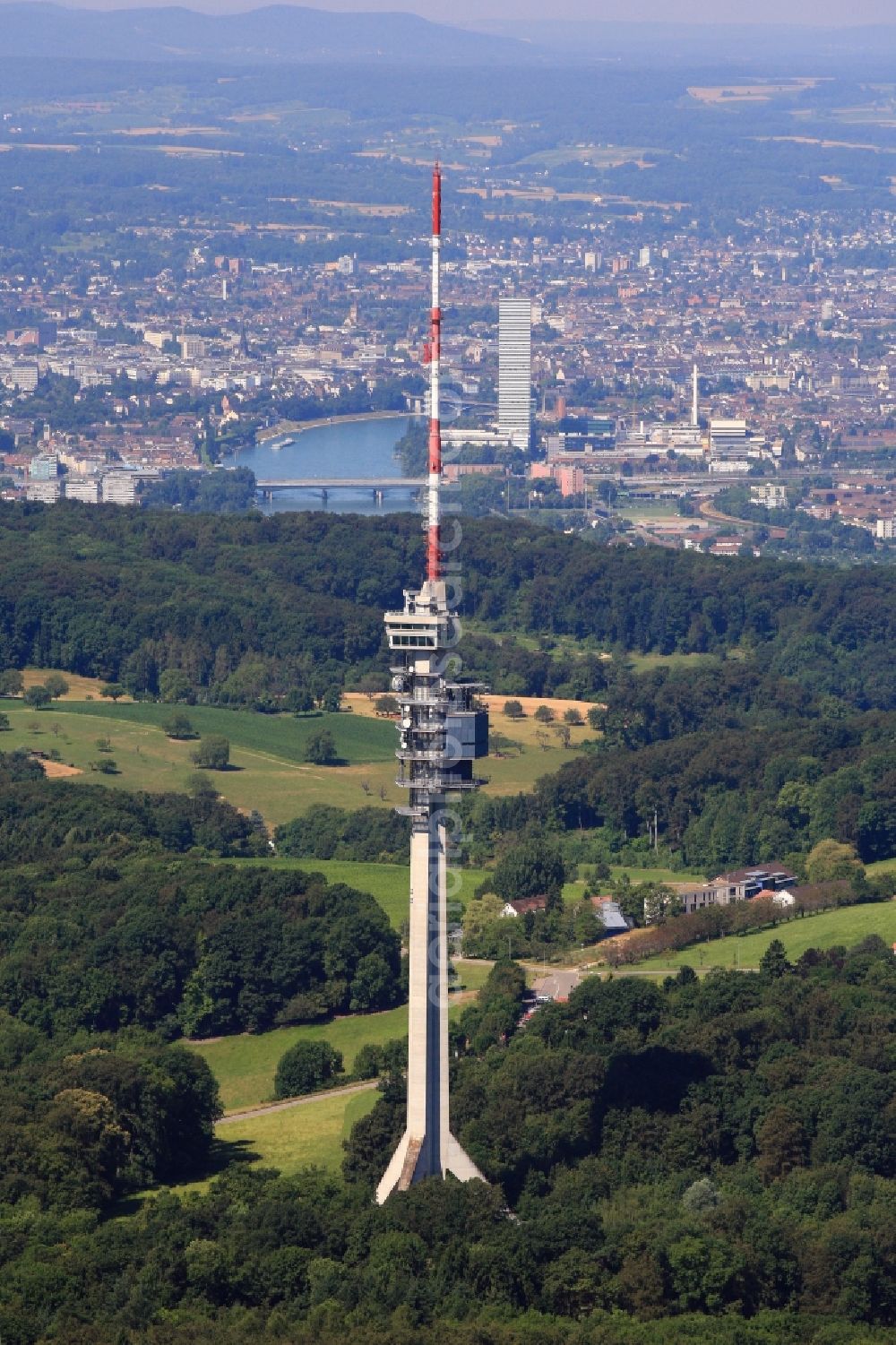 Aerial image Basel - Television Tower Sankt Chrischona in Basel in Switzerland