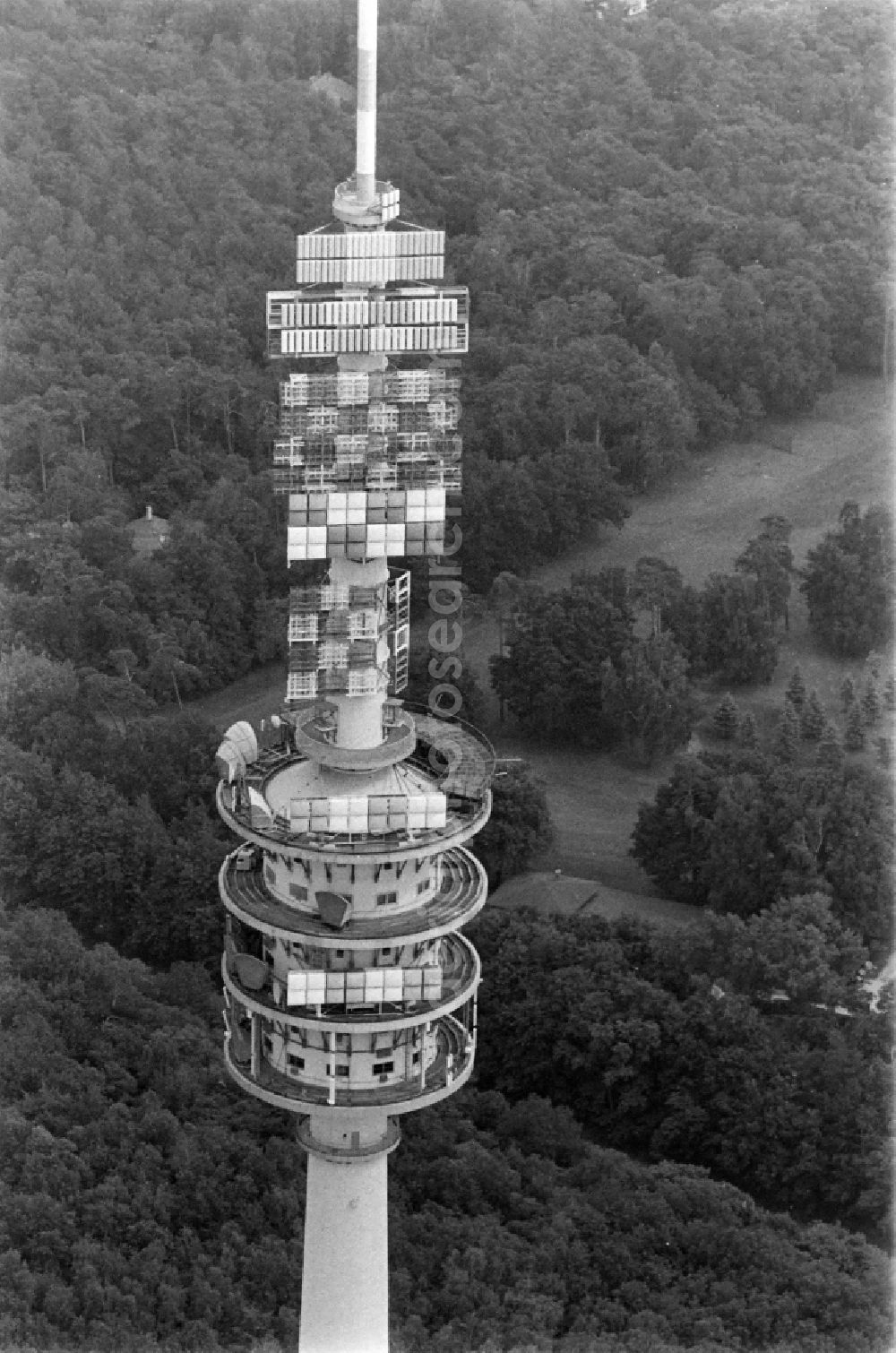 Berlin from above - Television Tower on Schaeferberg on street Im Jagen in the district Wannsee in Berlin, Germany