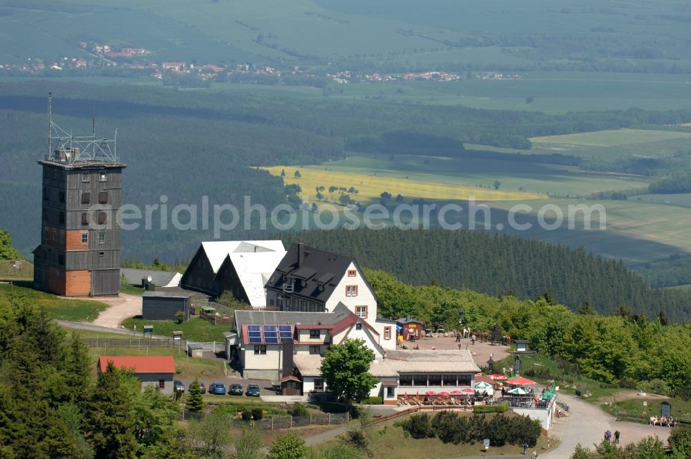 Aerial image Kurort Brotterode - Television Tower Grosser Inselsberg im Thueringer Wald in Brotterode in the state Thuringia