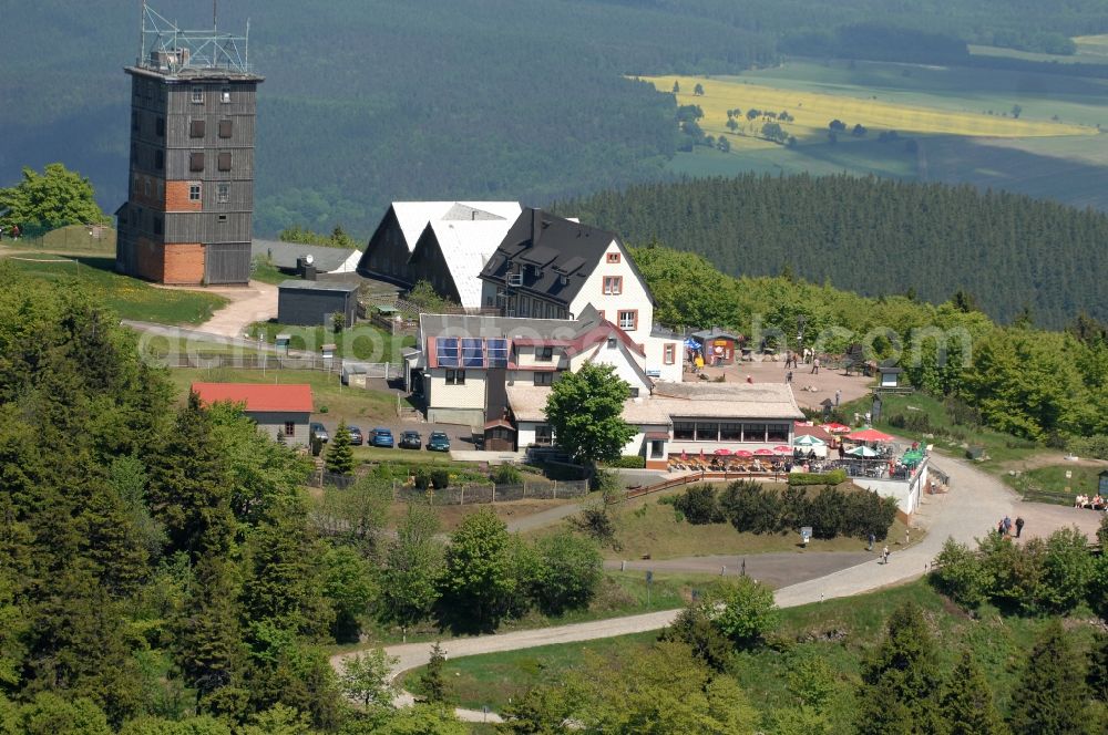 Aerial photograph Kurort Brotterode - Television Tower Grosser Inselsberg im Thueringer Wald in Brotterode in the state Thuringia