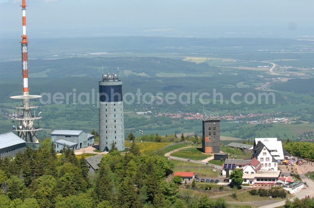 Kurort Brotterode from above - Television Tower Grosser Inselsberg im Thueringer Wald in Brotterode in the state Thuringia