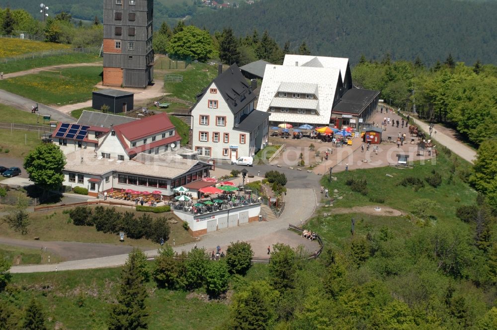 Aerial photograph Kurort Brotterode - Television Tower Grosser Inselsberg im Thueringer Wald in Brotterode in the state Thuringia