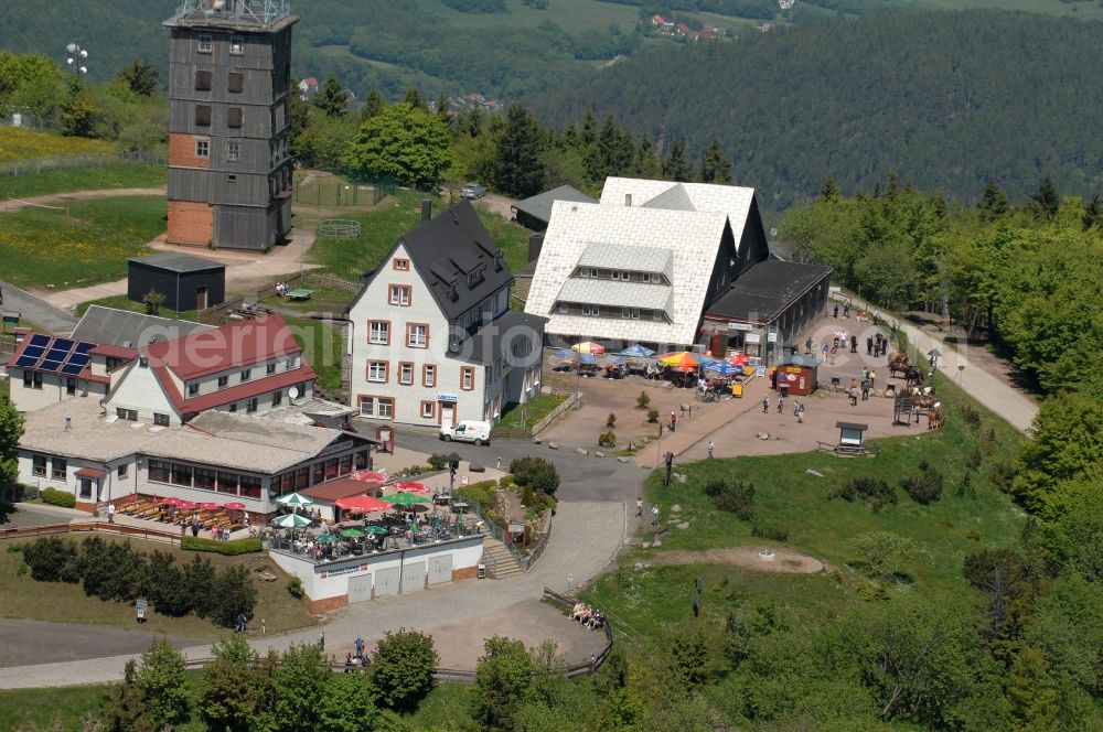 Kurort Brotterode from above - Television Tower Grosser Inselsberg im Thueringer Wald in Brotterode in the state Thuringia