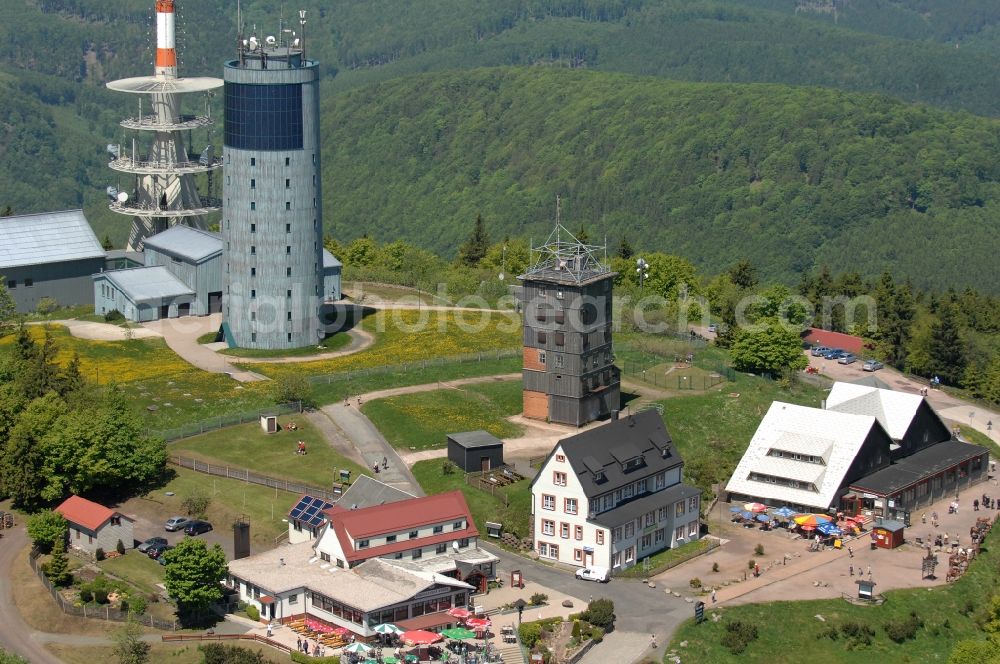 Aerial image Kurort Brotterode - Television Tower Grosser Inselsberg im Thueringer Wald in Brotterode in the state Thuringia