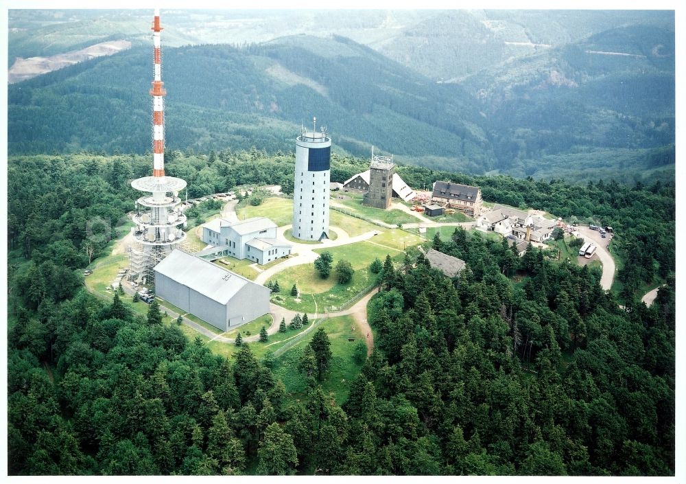 Kurort Brotterode from above - Television Tower Grosser Inselsberg im Thueringer Wald in Brotterode in the state Thuringia