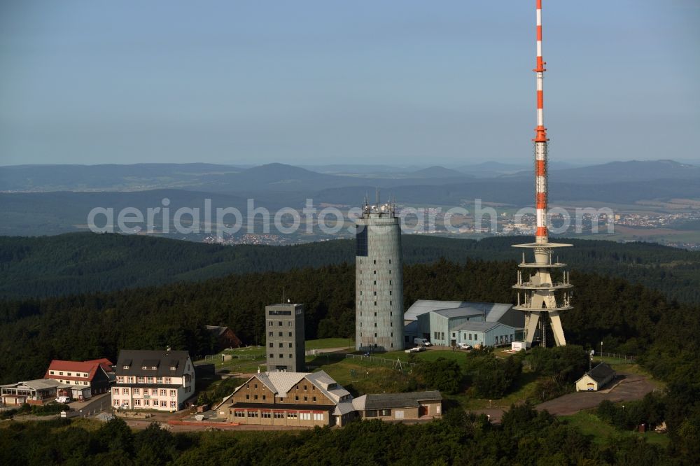 Aerial image Brotterode - Television Tower Grosser Inselsberg im Thueringer Wald in Brotterode in the state Thuringia