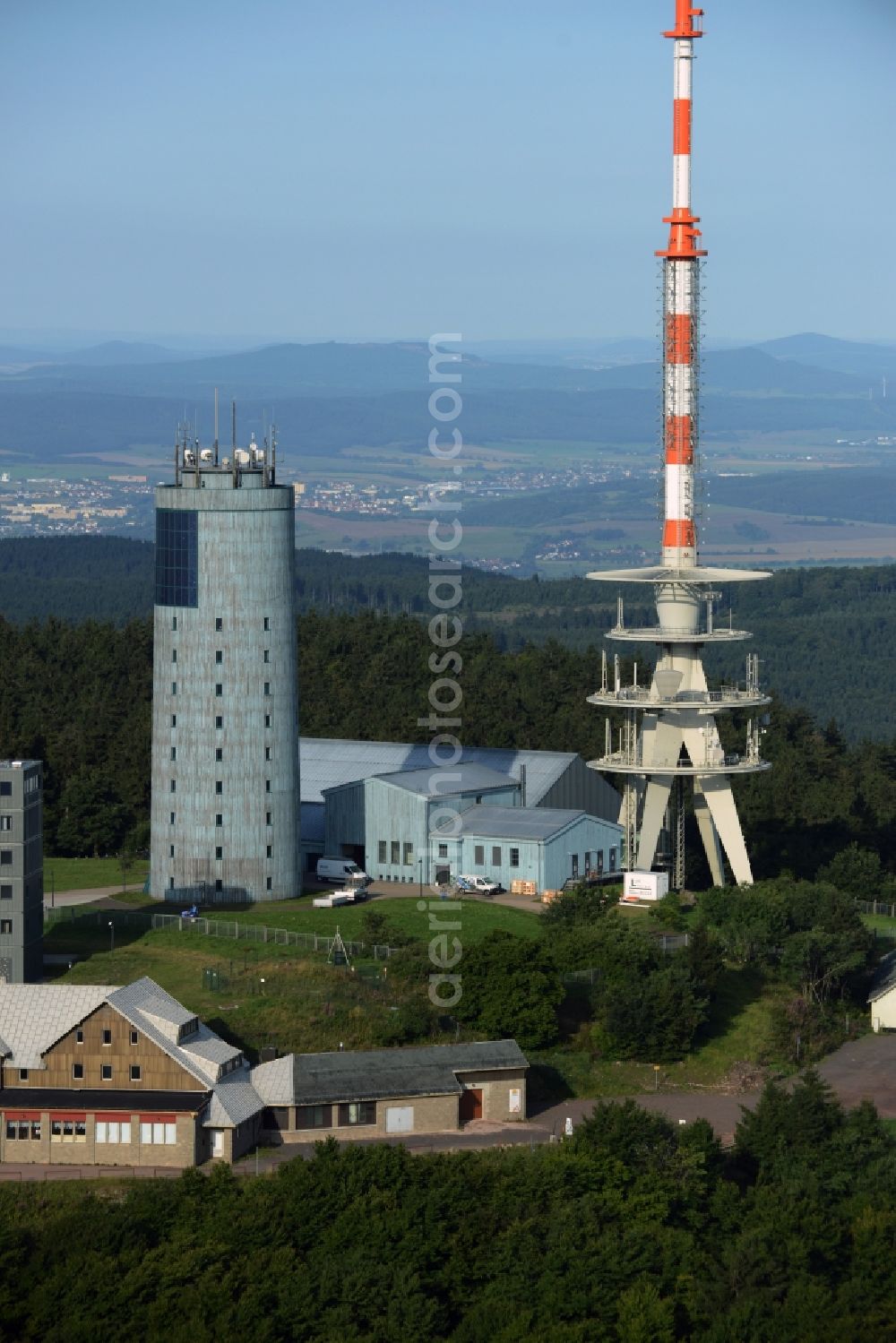 Aerial photograph Brotterode - Television Tower Grosser Inselsberg im Thueringer Wald in Brotterode in the state Thuringia