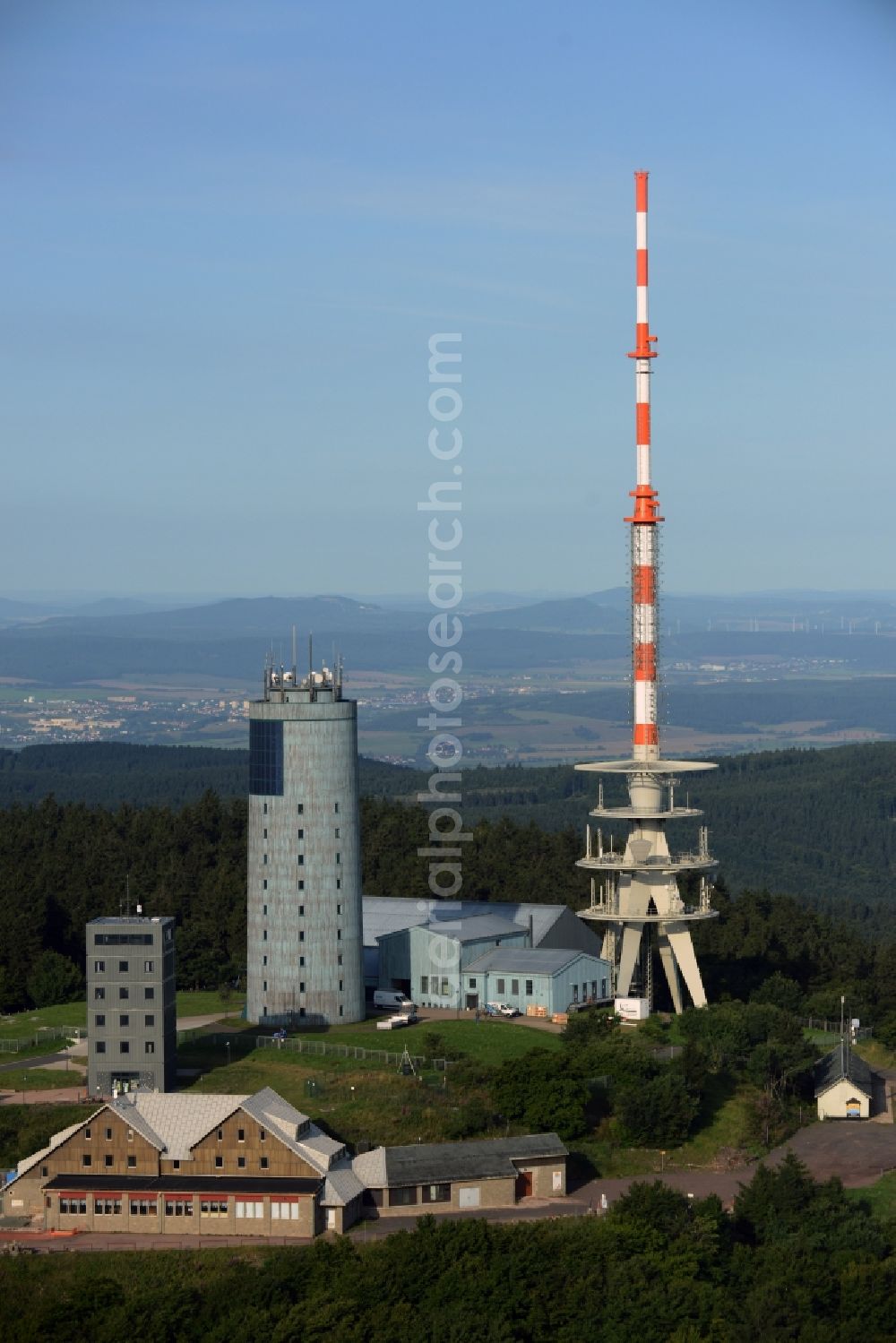 Brotterode from above - Television Tower Grosser Inselsberg im Thueringer Wald in Brotterode in the state Thuringia