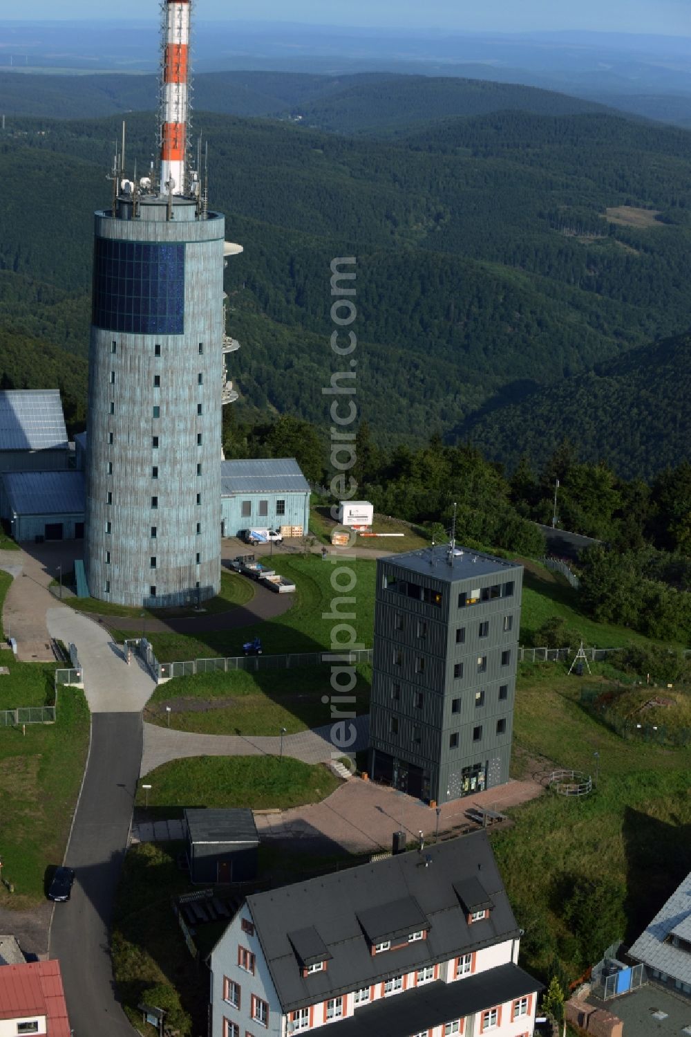 Brotterode from above - Television Tower Grosser Inselsberg im Thueringer Wald in Brotterode in the state Thuringia