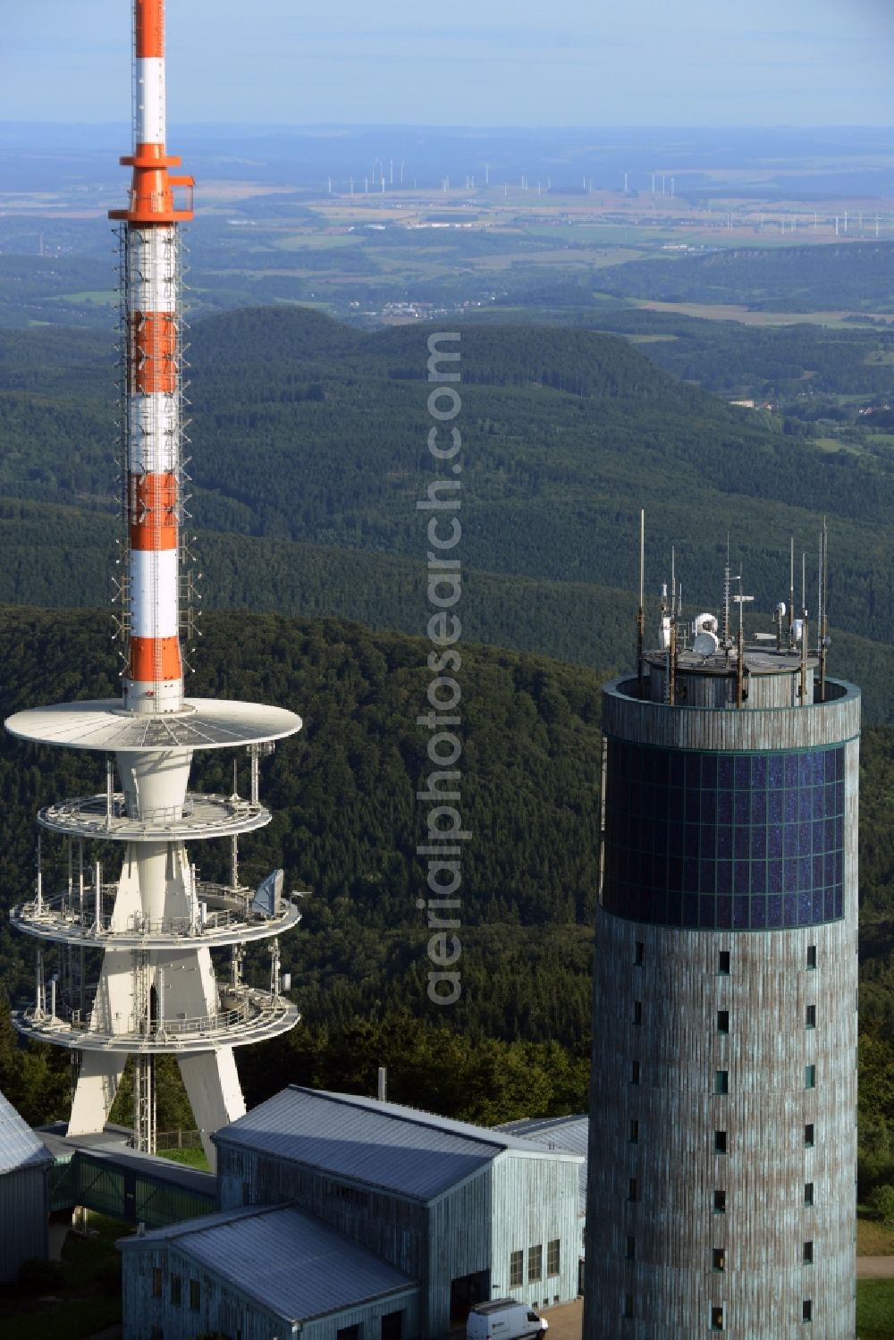 Aerial image Brotterode - Television Tower Grosser Inselsberg im Thueringer Wald in Brotterode in the state Thuringia