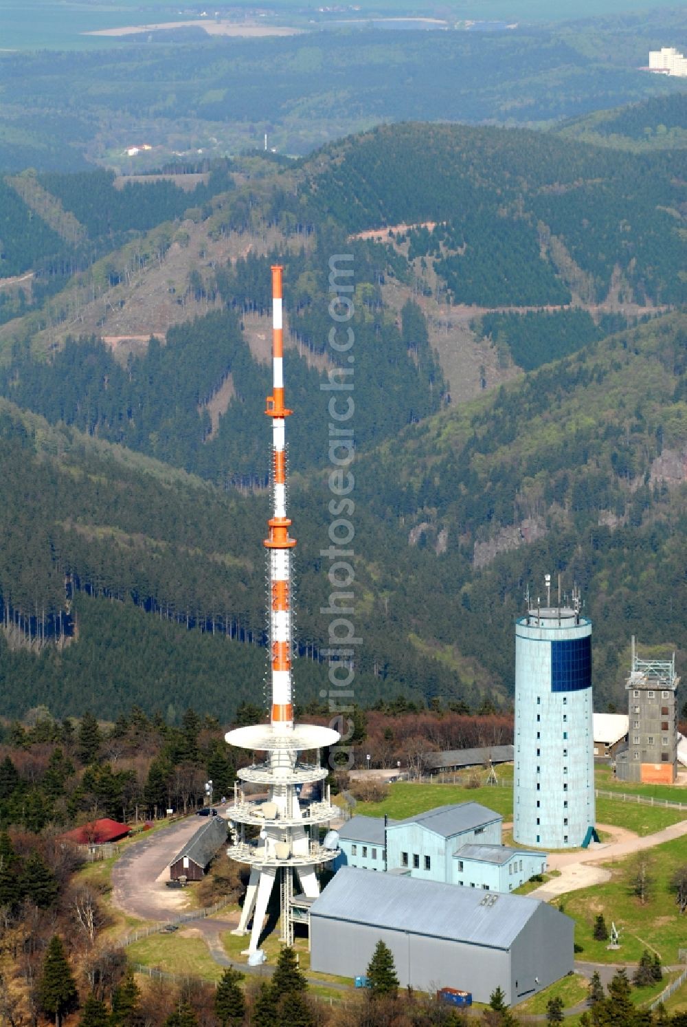 Aerial image Kurort Brotterode - Television Tower Grosser Inselsberg im Thueringer Wald in Brotterode in the state Thuringia