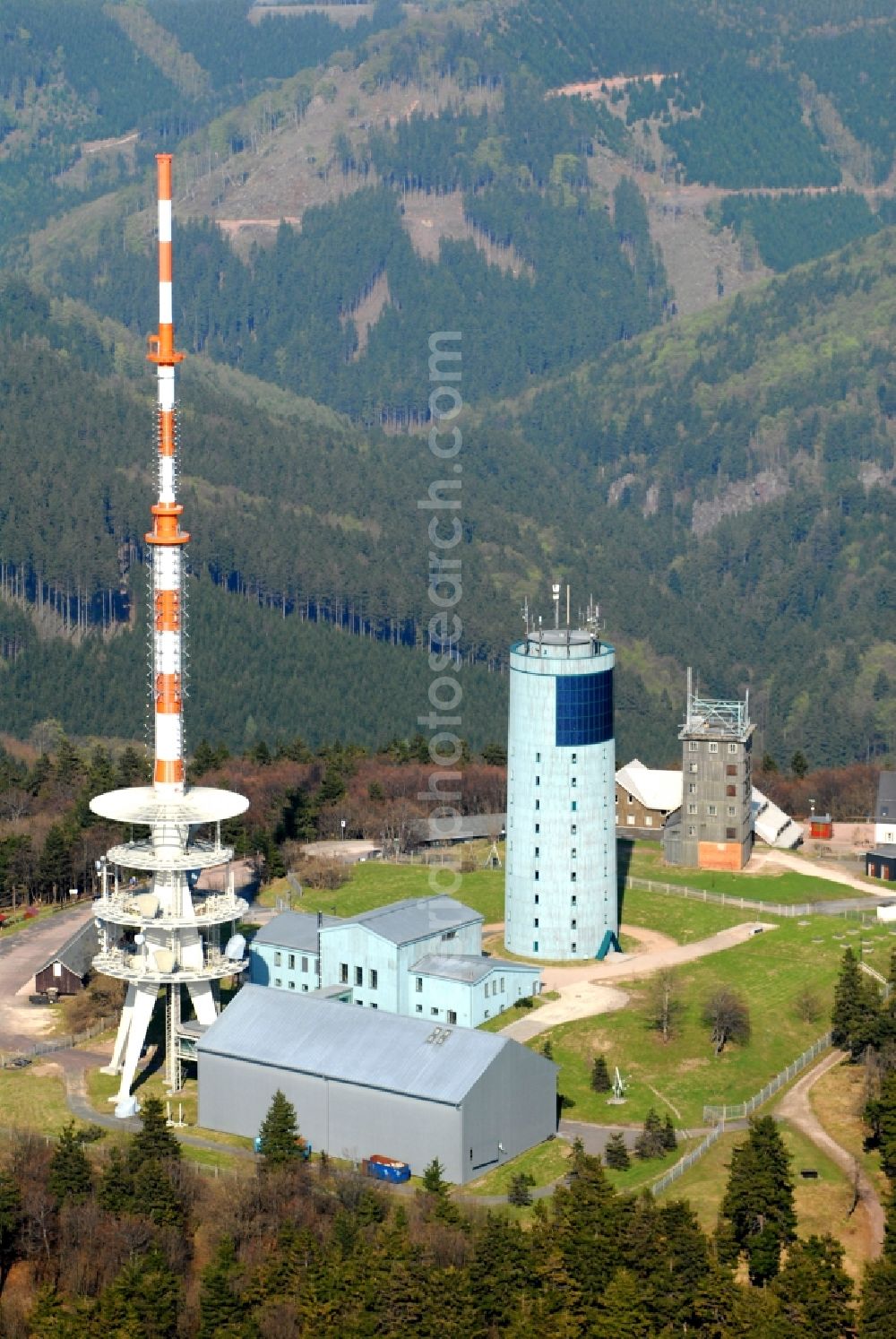 Aerial photograph Kurort Brotterode - Television Tower Grosser Inselsberg im Thueringer Wald in Brotterode in the state Thuringia