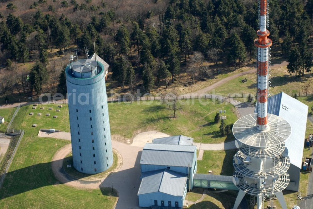 Aerial image Kurort Brotterode - Television Tower Grosser Inselsberg im Thueringer Wald in Brotterode in the state Thuringia