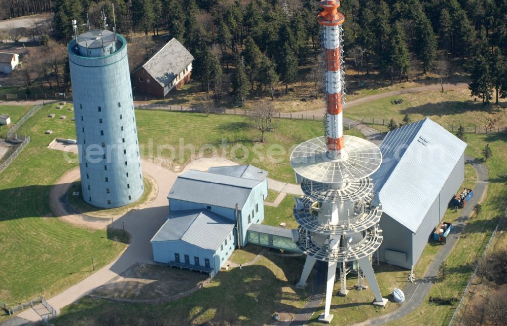 Aerial photograph Kurort Brotterode - Television Tower Grosser Inselsberg im Thueringer Wald in Brotterode in the state Thuringia