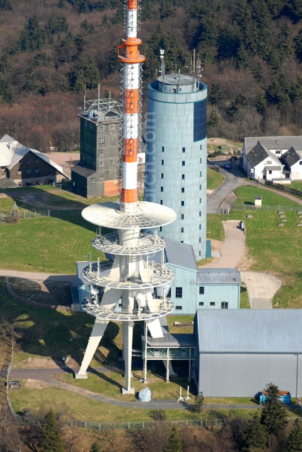 Kurort Brotterode from the bird's eye view: Television Tower Grosser Inselsberg im Thueringer Wald in Brotterode in the state Thuringia