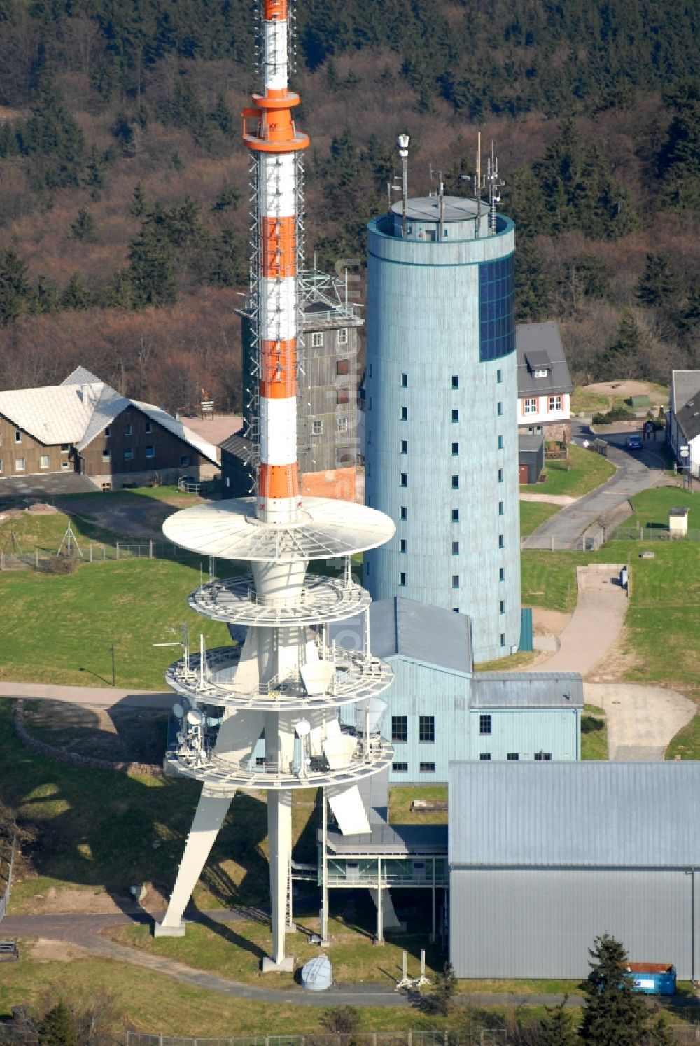 Aerial image Kurort Brotterode - Television Tower Grosser Inselsberg im Thueringer Wald in Brotterode in the state Thuringia