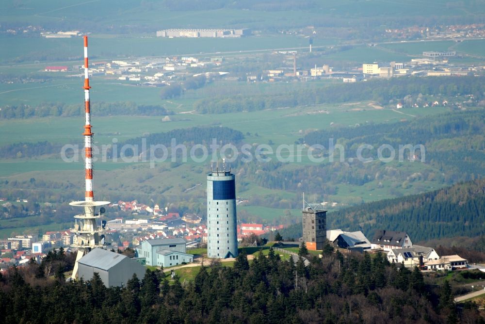 Aerial photograph Kurort Brotterode - Television Tower Grosser Inselsberg im Thueringer Wald in Brotterode in the state Thuringia