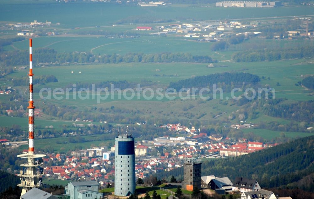 Kurort Brotterode from the bird's eye view: Television Tower Grosser Inselsberg im Thueringer Wald in Brotterode in the state Thuringia